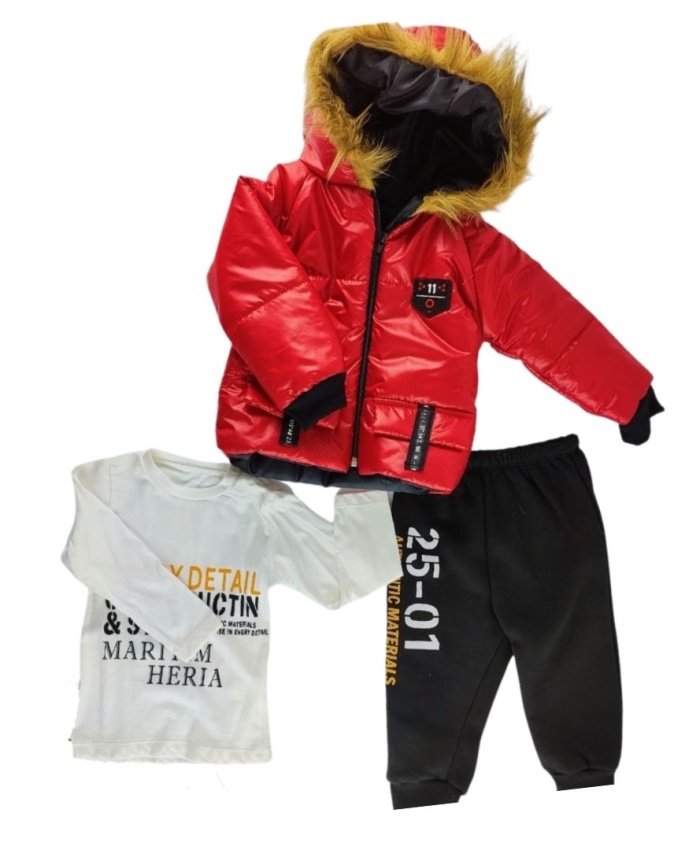 Bebek 3lü Kışlık Takım |  Şişme Mont & Alt & Sweat | 6 - 12 Ay