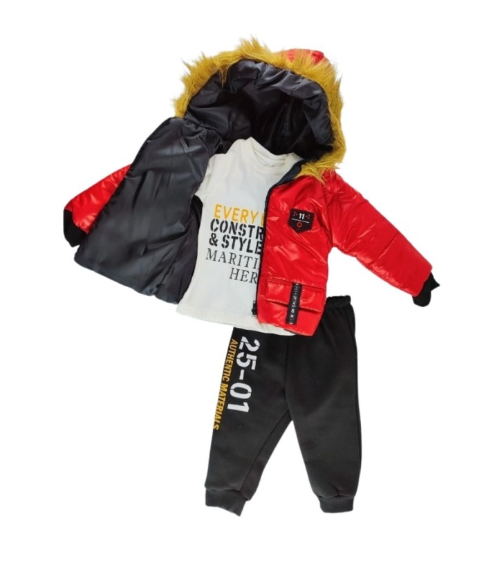 Bebek 3lü Kışlık Takım |  Şişme Mont & Alt & Sweat | 6 - 12 Ay