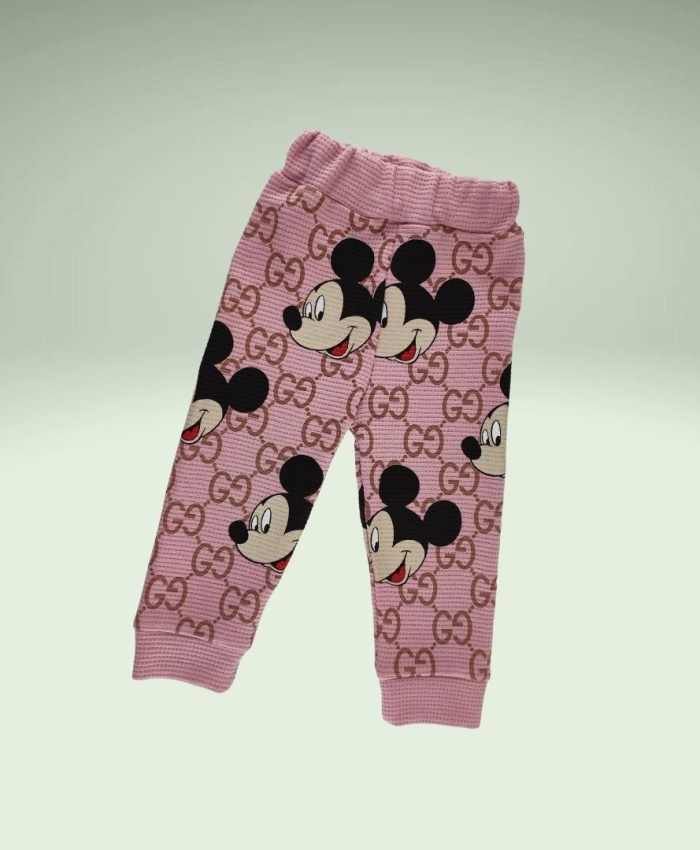 Mickey Baskılı Pembe Kapşonlu Kız Bebek Takımı | 9 12 18 24 Ay  | Kapşonlu Sweat & alt