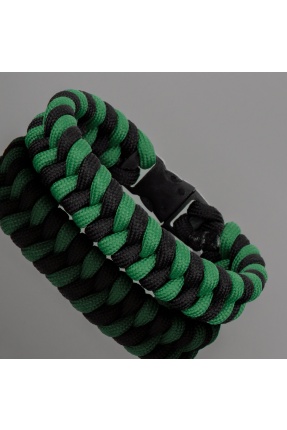 Açık Yeşil Siyah Çift Renk Yılan Örgü Survival Paracord Bileklik - PAR0121