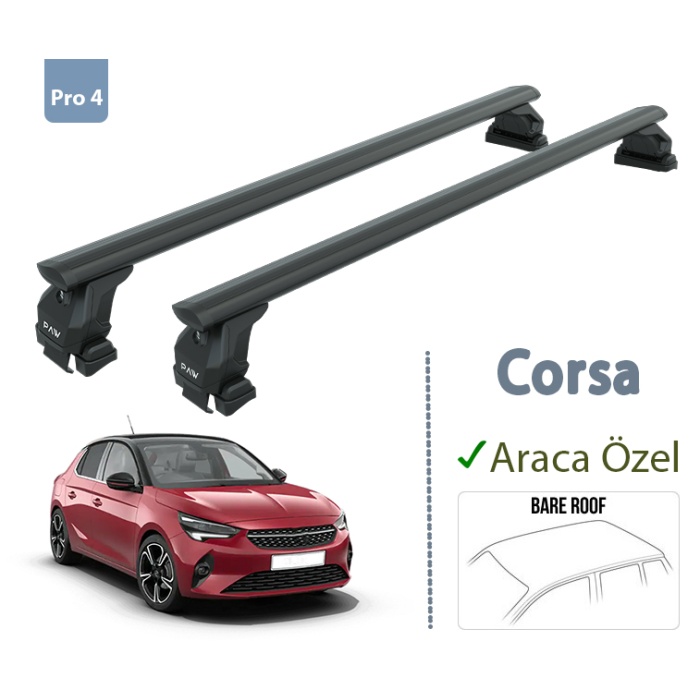 Opel Corsa F Ara Atkisi Tavan Sistemleri 2019 Sonrası Siyah Renk