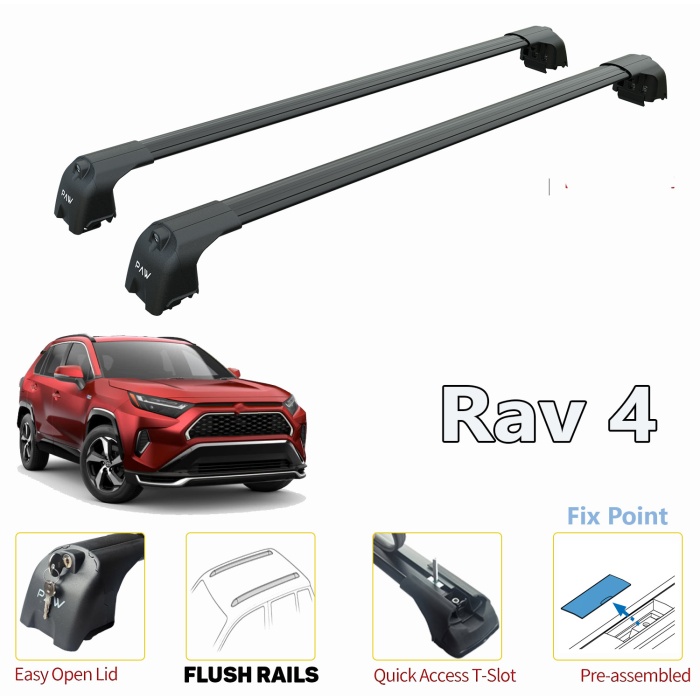 Tyt Rav 4 XA50 Ara Atkısı Tavan Taşıyıcı Siyah Set Pro 2