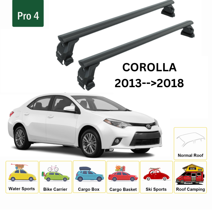 Toyota Corolla Portbagaj Taşıyıcı Ara Atkısı Tavan Taşıyıcı Paw Pro 4 2019--> Siyah