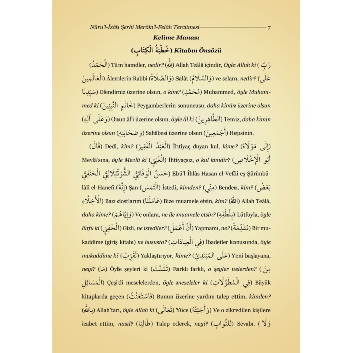 Nûrul Îzâh şerhi Merâkıl Felâh Tercümesi 2 Cilt(Kırık Manalı)