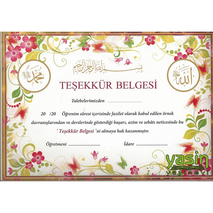 Teşekkür Belgesi