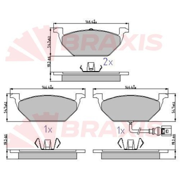 Fren Balata Seti (Ön)(BRAXIS)(AA0627)(VW AUDI SEAT SKODA)