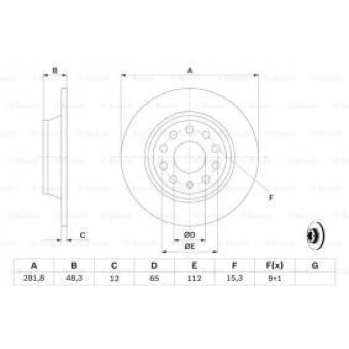 Fren Diski (Arka Set)(BOSCH)(0986479247)(VW AUDI SEAT SKODA)