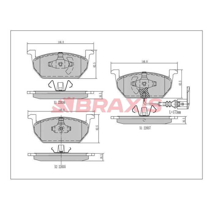 Fren Balata Seti (Ön)(BRAXIS)(AA0458)(5Q0698151C)(VW AUDI SEAT SKODA)