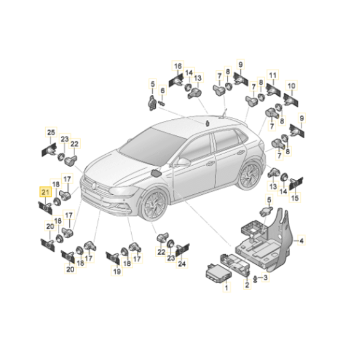 Braket, Park Sensörü (Sağ Ön)(VW)(2G0919494)(VW Polo 5)