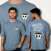 DEATH BEFORE DECAF FİGÜRLÜ BASKILI OVERSIZE T-SHIRT