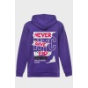 NYC SIRT BASKILI  ÜÇ İPLİK SWEATSHIRT OVERSIZE HOODIE