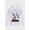 NEW YORK SIRT BASKILI  ÜÇ İPLİK SWEATSHIRT OVERSIZE HOODIE