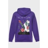 NEW YORK SIRT BASKILI  ÜÇ İPLİK SWEATSHIRT OVERSIZE HOODIE