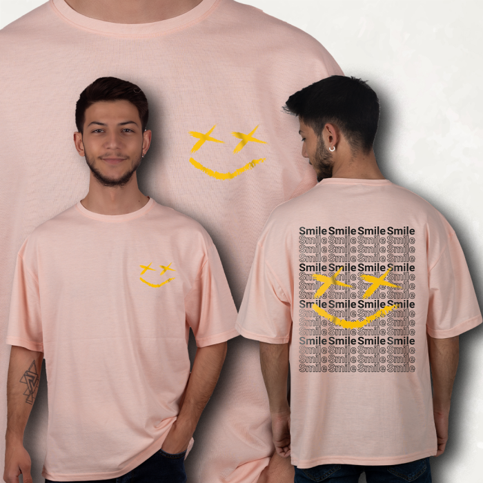 SMILE FİGÜR BASKILI OVERSIZE T-SHIRT