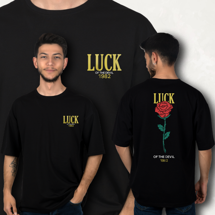 LUCK ROSE FİGÜR BASKILI OVERSIZE T-SHIRT