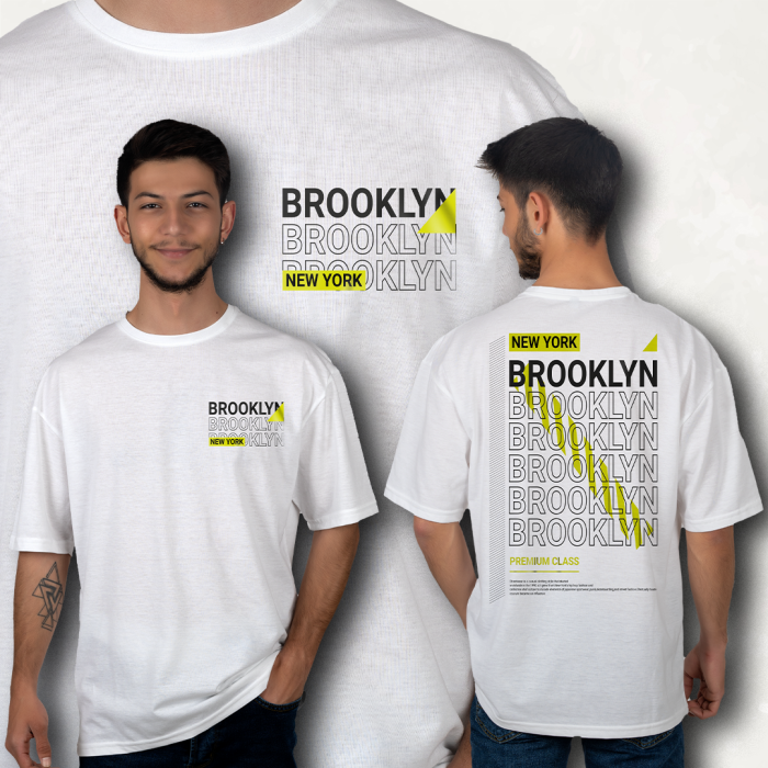 BROOKLYN  FİGÜRLÜ BASKILI OVERSIZE T-SHIRT %100 Pamuk Oversize Unisex T-shirt