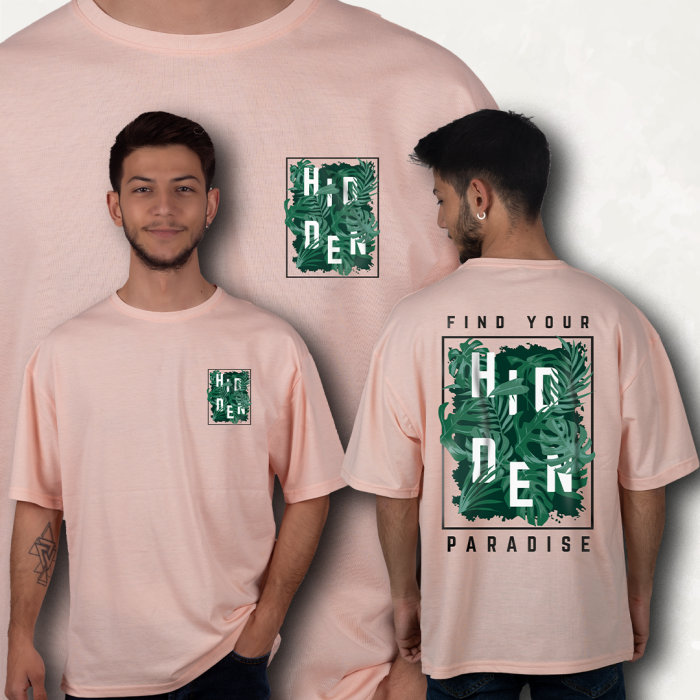 PARADISE FİGÜRLÜ BASKILI OVERSIZE T-SHIRT