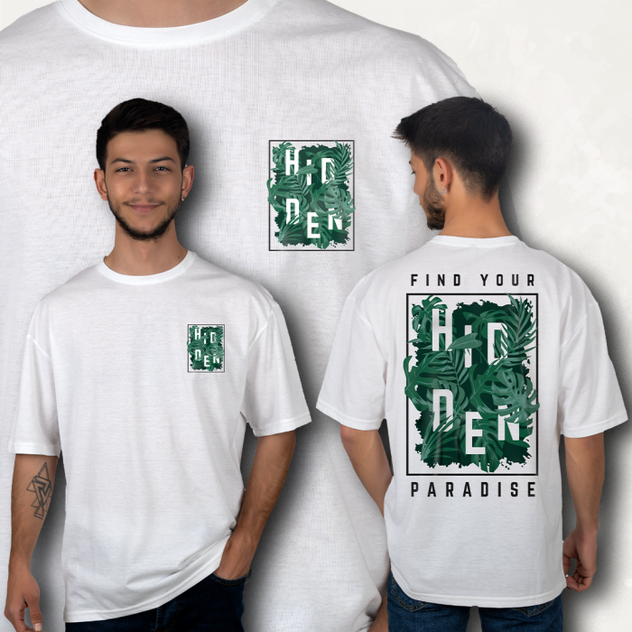 PARADISE FİGÜRLÜ BASKILI OVERSIZE T-SHIRT