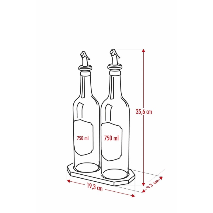 Bambu Standlı 2li 750 ml Zeytinyağı-Sıvıyağ Şişesi Yağlık Sirkelik Seti Damlatmaz