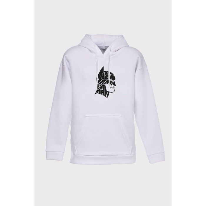 BATMAN MİNİMAL BASKILI  ÜÇ İPLİK SWEATSHIRT OVERSIZE HOODIE