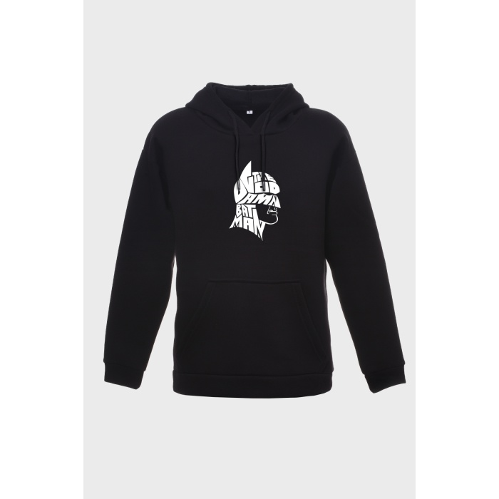 BATMAN MİNİMAL BASKILI  ÜÇ İPLİK SWEATSHIRT OVERSIZE HOODIE