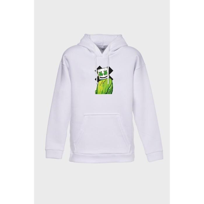 DJ MARSH MİNİMAL BASKILI  ÜÇ İPLİK SWEATSHIRT OVERSIZE HOODIE