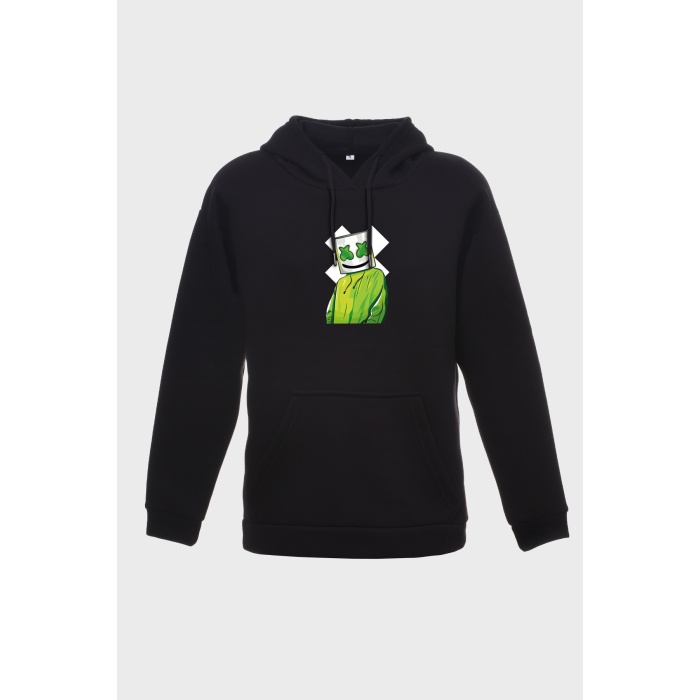 DJ MARSH MİNİMAL BASKILI  ÜÇ İPLİK SWEATSHIRT OVERSIZE HOODIE