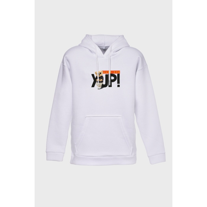 SAY YUP MİNİMAL BASKILI  ÜÇ İPLİK SWEATSHIRT OVERSIZE HOODIE