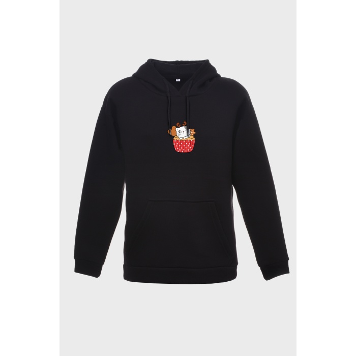 SWEEAT CAT MİNİMAL BASKILI  ÜÇ İPLİK SWEATSHIRT OVERSIZE HOODIE