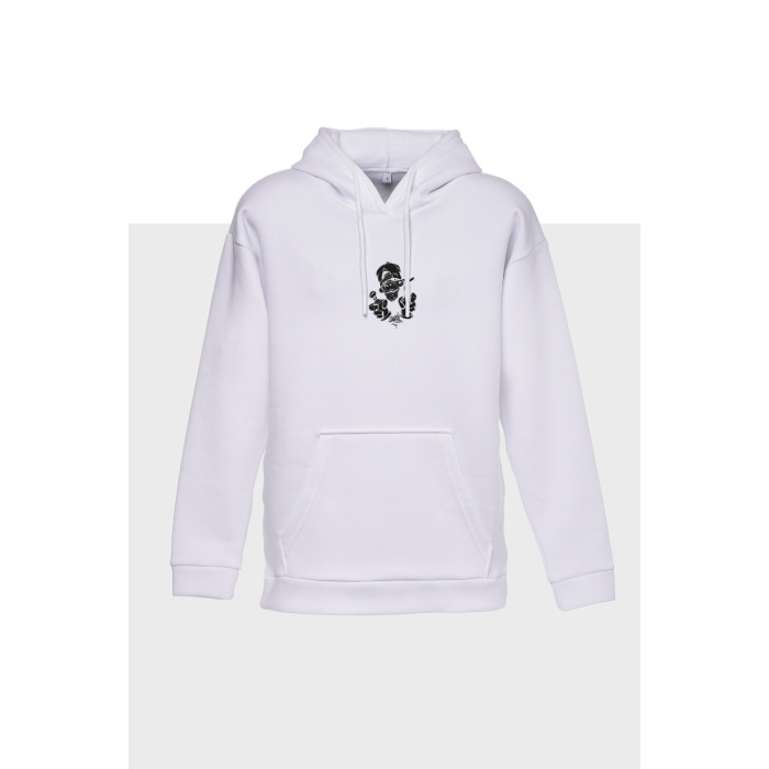 GRAFİTİ MAYMUN  MİNİMAL BASKILI  ÜÇ İPLİK SWEATSHIRT OVERSIZE HOODIE