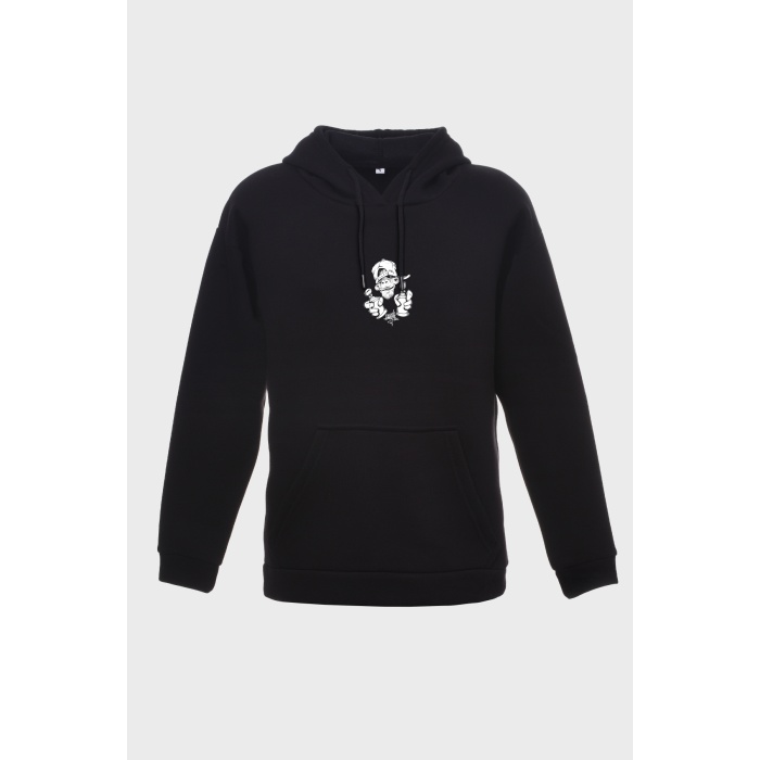 GRAFİTİ MAYMUN  MİNİMAL BASKILI  ÜÇ İPLİK SWEATSHIRT OVERSIZE HOODIE