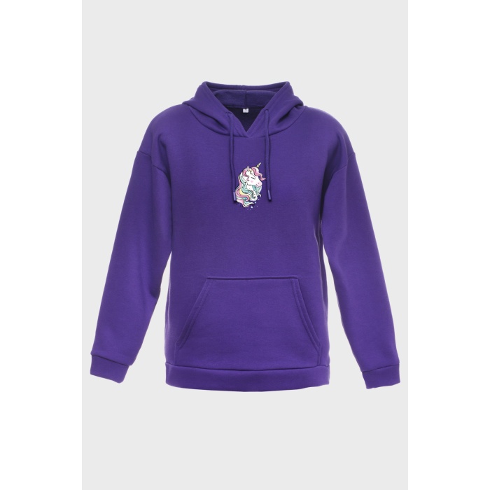 UNICORN  MİNİMAL BASKILI  ÜÇ İPLİK SWEATSHIRT OVERSIZE HOODIE