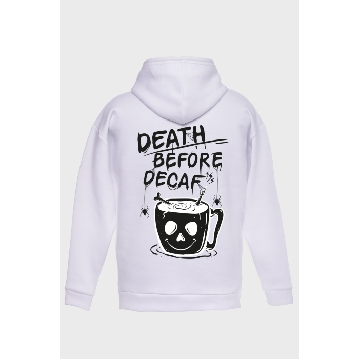 DEATH BEFORE SIRT BASKILI  ÜÇ İPLİK SWEATSHIRT OVERSIZE HOODIE