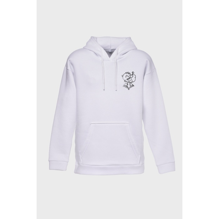 POPEYE SIRT BASKILI  ÜÇ İPLİK SWEATSHIRT OVERSIZE HOODIE