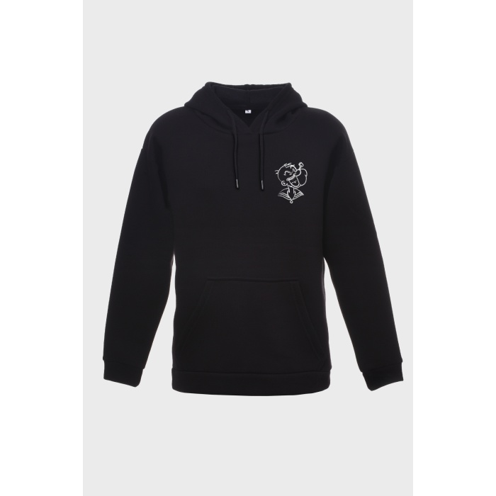 POPEYE SIRT BASKILI  ÜÇ İPLİK SWEATSHIRT OVERSIZE HOODIE