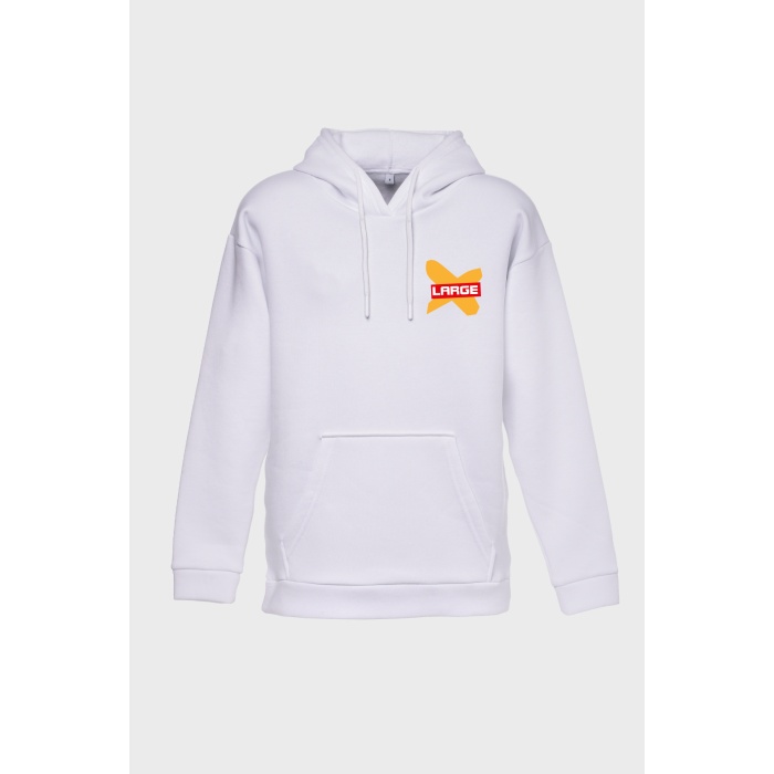 HELLO SIRT BASKILI  ÜÇ İPLİK SWEATSHIRT OVERSIZE HOODIE