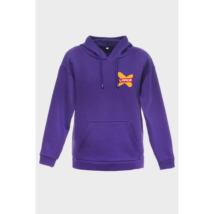 HELLO SIRT BASKILI  ÜÇ İPLİK SWEATSHIRT OVERSIZE HOODIE