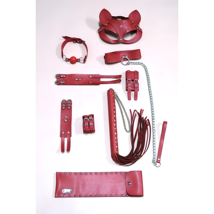 Kırbaç Kelepçe Set, 6ı Set, Ayak - El Kelepçesi, Maske, Ağız Topu - APFT1308