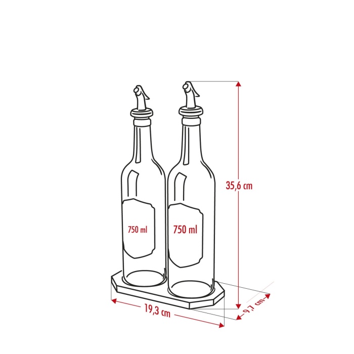 Bambu Standlı 2li 750 ml Zeytinyağı-Sıvıyağ Şişesi Yağlık Sirkelik Seti Damlatmaz