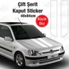 2 Şerit Kaput Beyaz Sticker Oto Sticker, Araba, Etiket, Çıkartma, Modifiye, Tuning, Arma