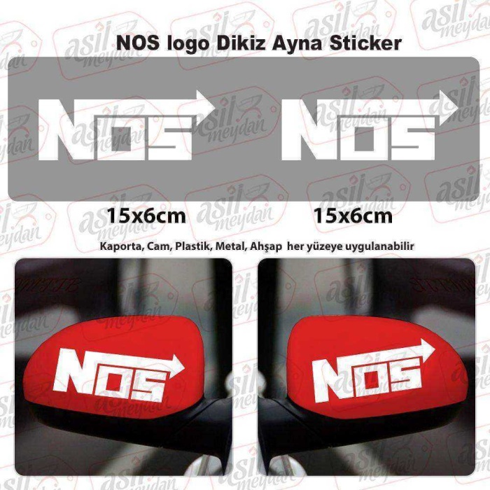 2 Adet NOS Logo Dikiz Ayna Beyaz Sticker, Araba Etiket, Tuning, Aksesuar, Modifiye, Arma,