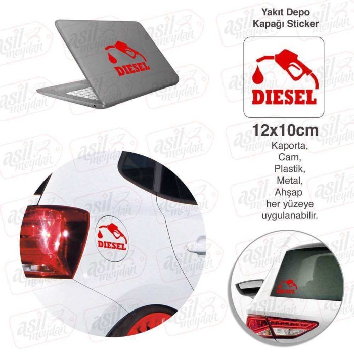 Diesel Yazı Yakıt Depo Kapağı Kırmızı Kapak Sticker, Araba, Oto Etiket, Tuning, Aksesuar, Modifiye