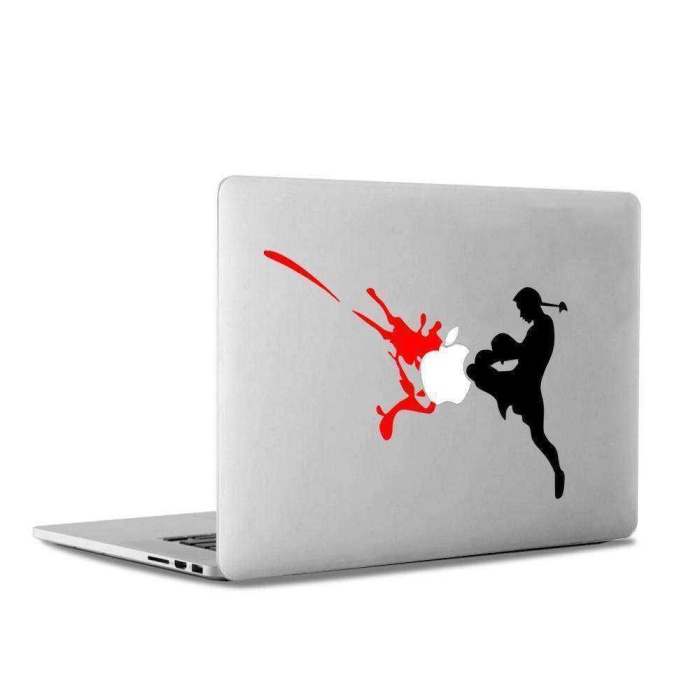 Kırmızı Siyah Kick Boks Mac Book Laptop Sticker, Etiket, Çıkartma