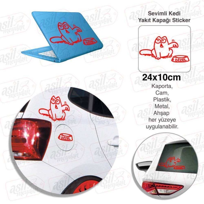 Kedi Dizel Yakıt Depo Kırmızı Kapak Sticker, Araba, Oto, Etiket, Tuning, Aksesuar, Modifiye, Arma,