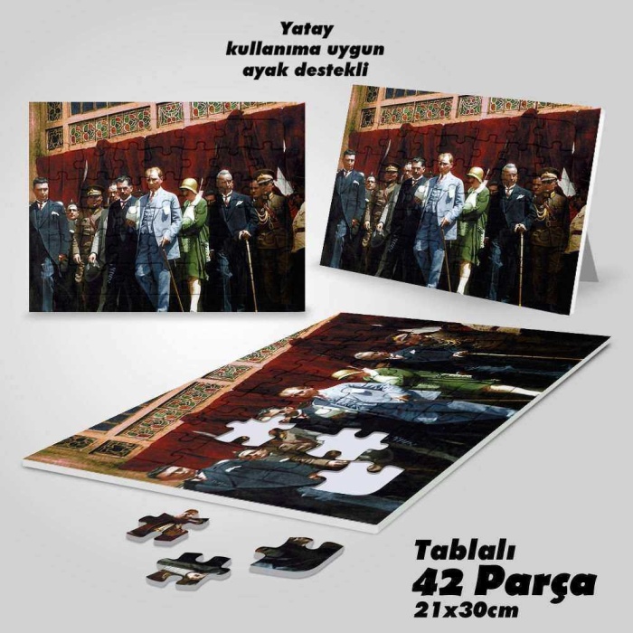 Sivil Mustafa Kemal Atatürk - Yapboz -Ayak Destekli Laminasyonlu Çerçeveli 42 Parça Puzzle