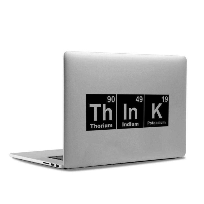 Kimyasal Elementler Think Düşünüyorum yazılı Kimyager Laptop, ipad Apple, Sticker, Çıkartma