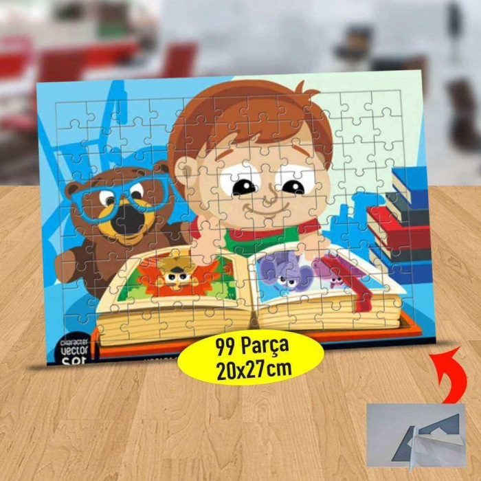 Resimli Kitap Okuyan Kız 99 Parça Puzzle Yapboz Tablo-7214495170