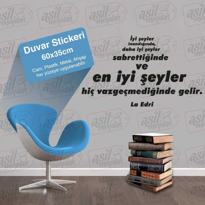 La Edri - Motto -İş Yeri, Ev Dekor Duvar Sticker, Etiket, Duvar Yazıları, Sözler -Kişisel Gelişim