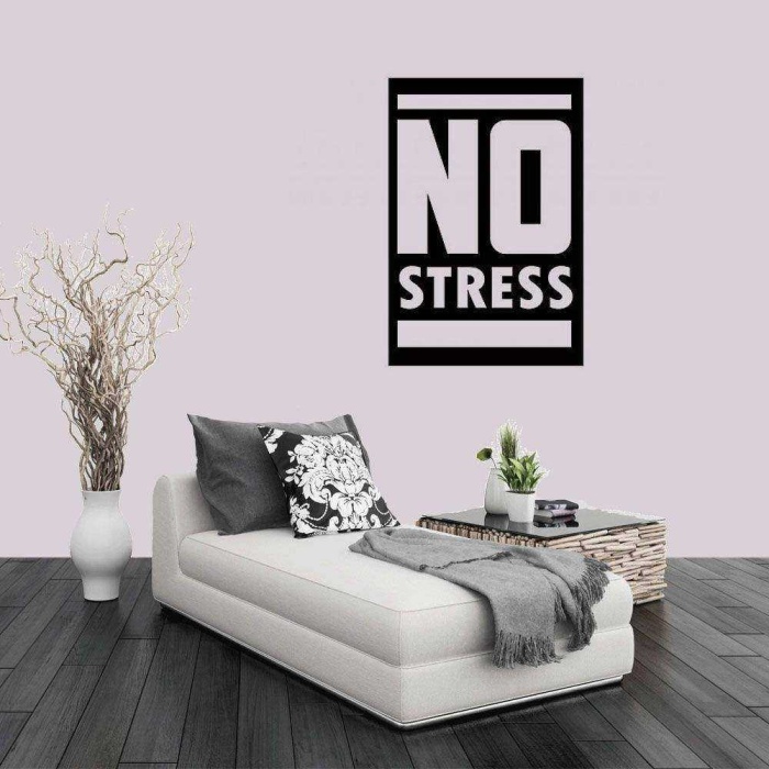 No Stress Yazısı Dekoratif Duvar Sticker, Çıkartma, Etiket