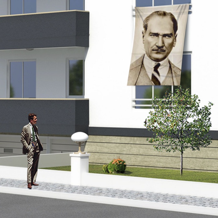 Sivil Mustafa Kemal Atatürk Poster Cephe Bayrağı ATA34